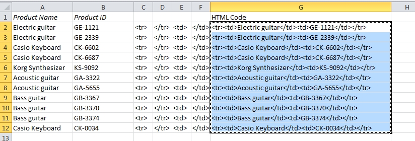 EasyExcel_22_3_Create HTML table in Excel