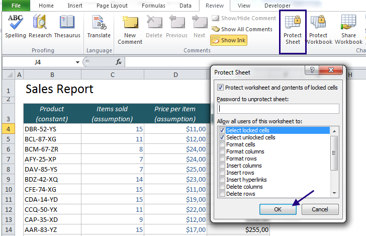 EasyExcel_26_3_Protect cells in Excel