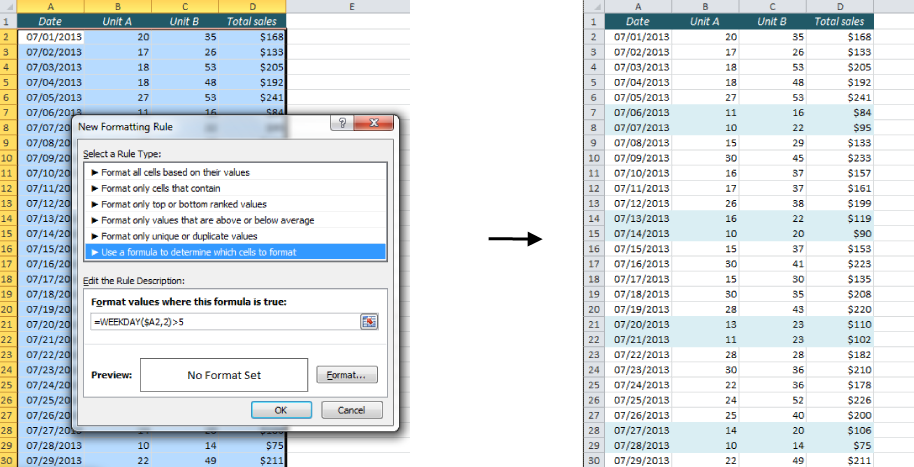 highlight-weekends-in-excel-with-conditional-formatting-easy-excel