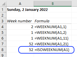 week number excel