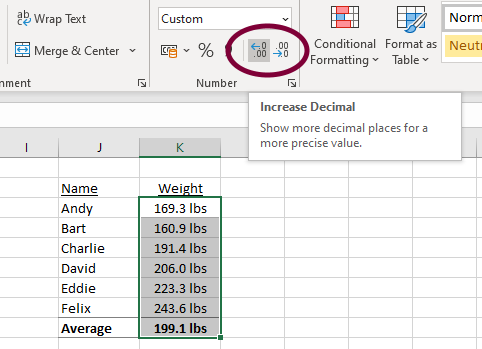 custom formatting excel